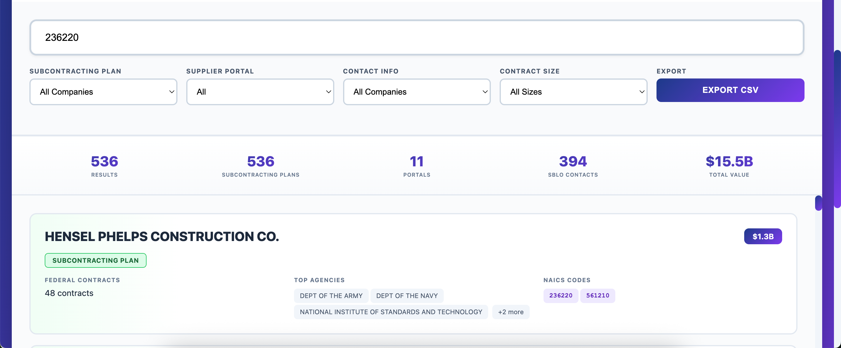 Filter by NAICS Code